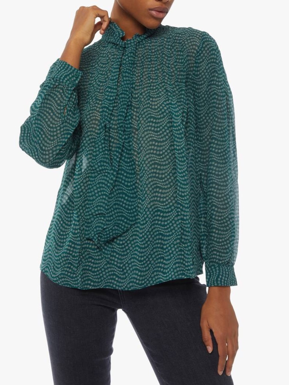 Ba&sh Liberty Tie Neck Blouse In Emerald Green Size 0